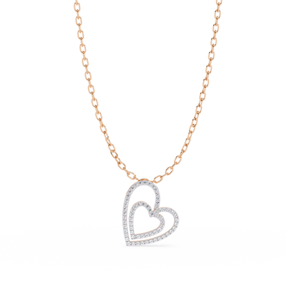 Elegant Open Double Heart Lab Grown Diamond Pendant