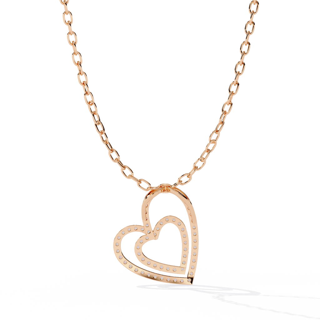 Elegant Open Double Heart Lab Grown Diamond Pendant
