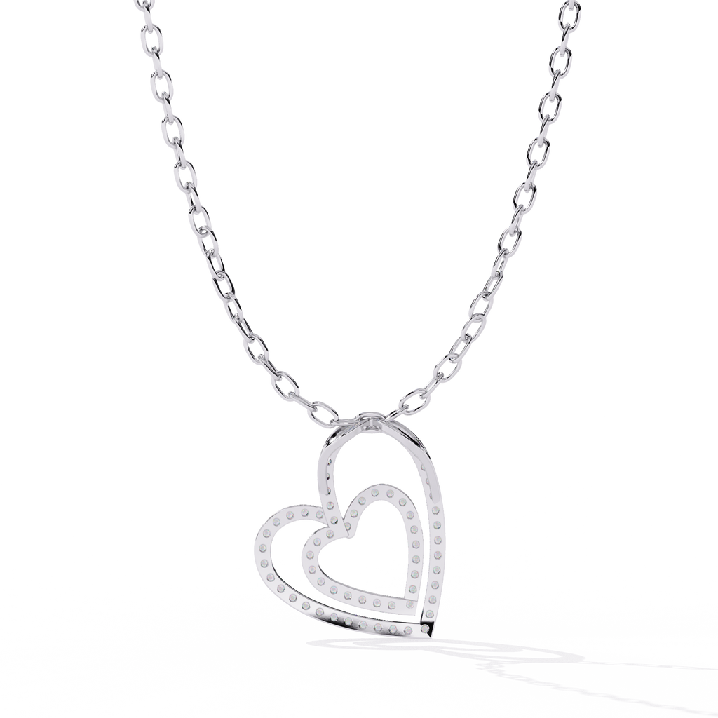 Elegant Open Double Heart Lab Grown Diamond Pendant