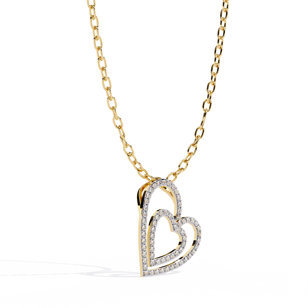 Elegant Open Double Heart Lab Grown Diamond Pendant