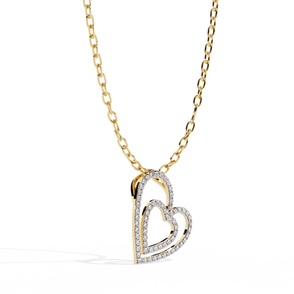 Elegant Open Double Heart Lab Grown Diamond Pendant