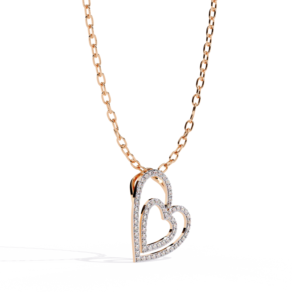 Elegant Open Double Heart Lab Grown Diamond Pendant