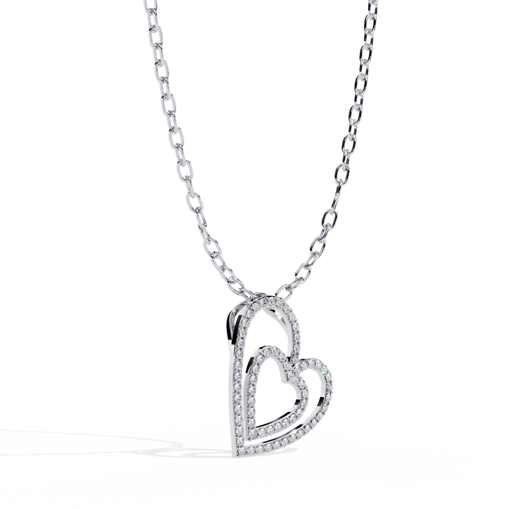 Elegant Open Double Heart Lab Grown Diamond Pendant