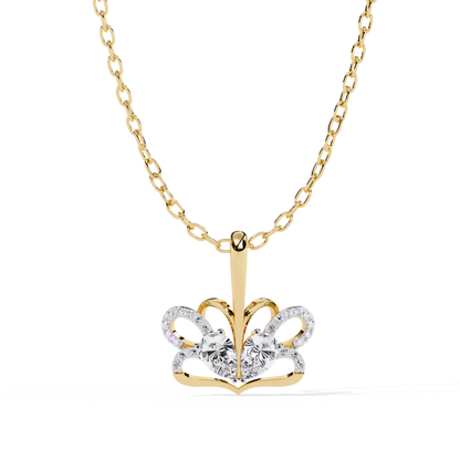 Radiant Heart Crown Lab Grown Diamond Pendant – Pear Cut + Round Cut Diamonds in Gold