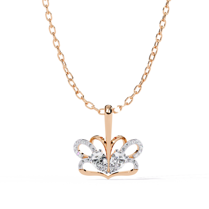 Radiant Heart Crown Lab Grown Diamond Pendant – Pear Cut + Round Cut Diamonds in Gold
