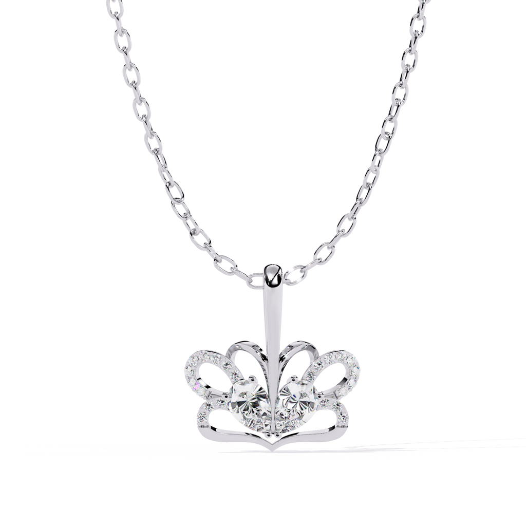 Radiant Heart Crown Lab Grown Diamond Pendant – Pear Cut + Round Cut Diamonds in Gold