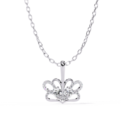 Radiant Heart Crown Lab Grown Diamond Pendant – Pear Cut + Round Cut Diamonds in Gold