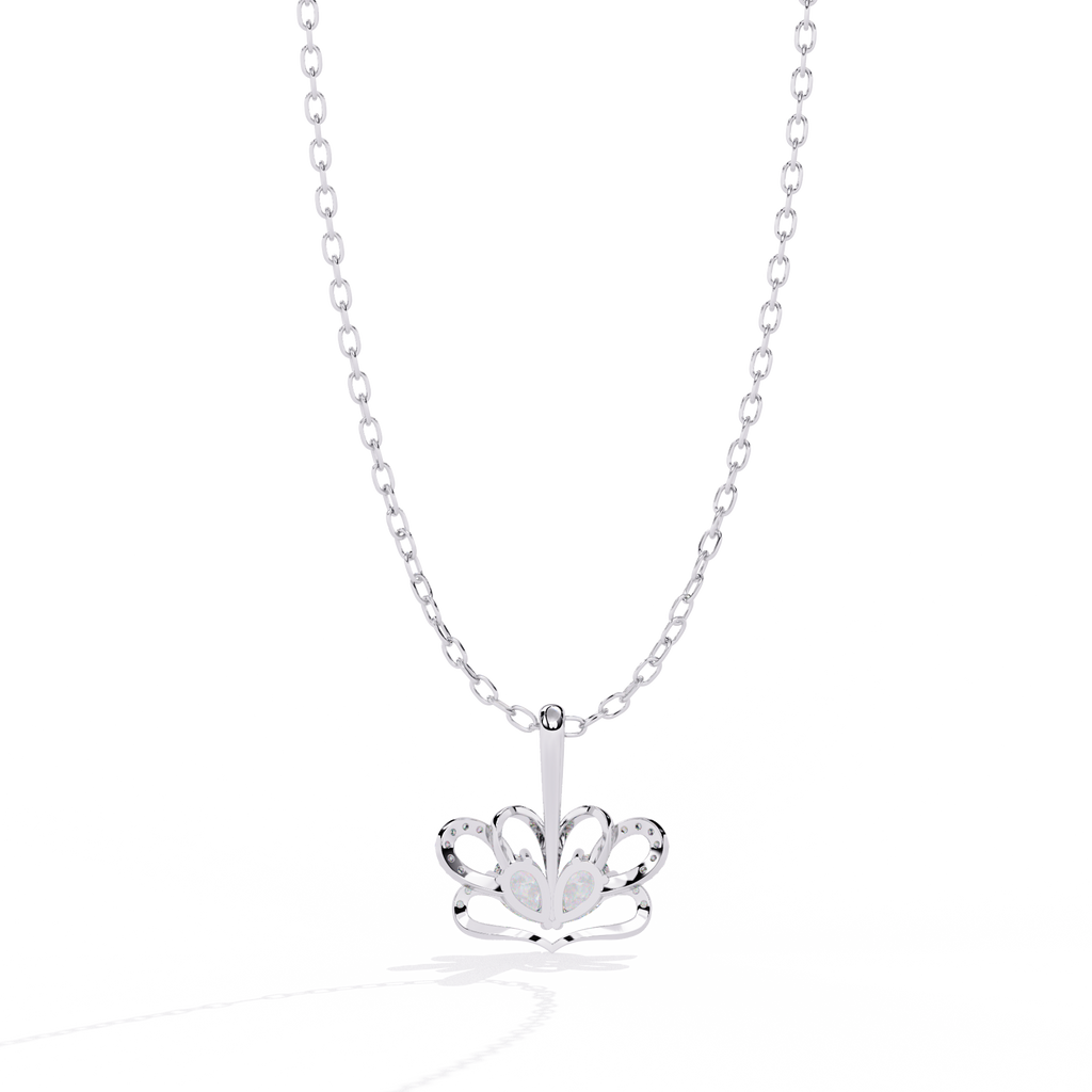 Radiant Heart Crown Lab Grown Diamond Pendant – Pear Cut + Round Cut Diamonds in Gold