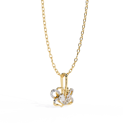 Radiant Heart Crown Lab Grown Diamond Pendant – Pear Cut + Round Cut Diamonds in Gold