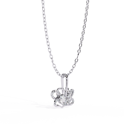 Radiant Heart Crown Lab Grown Diamond Pendant – Pear Cut + Round Cut Diamonds in Gold