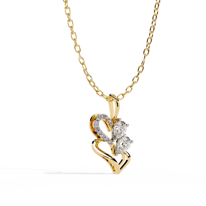 Twin Heart Pear Cut Lab Grown Diamond Pendant – Pear Cut + Round Cut Diamonds