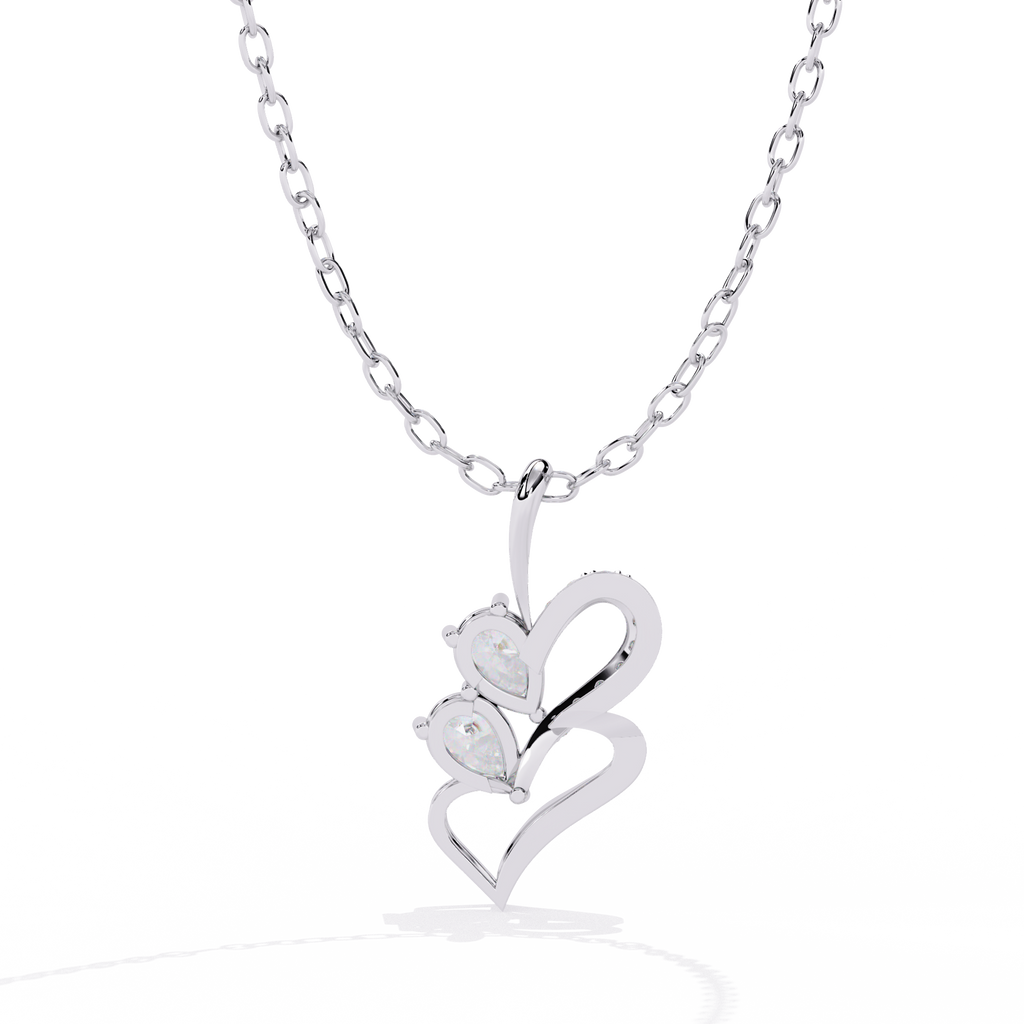 Twin Heart Pear Cut Lab Grown Diamond Pendant – Pear Cut + Round Cut Diamonds