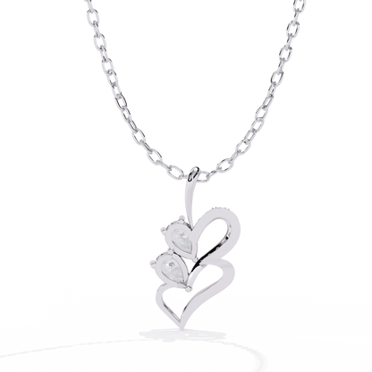 Twin Heart Pear Cut Lab Grown Diamond Pendant – Pear Cut + Round Cut Diamonds