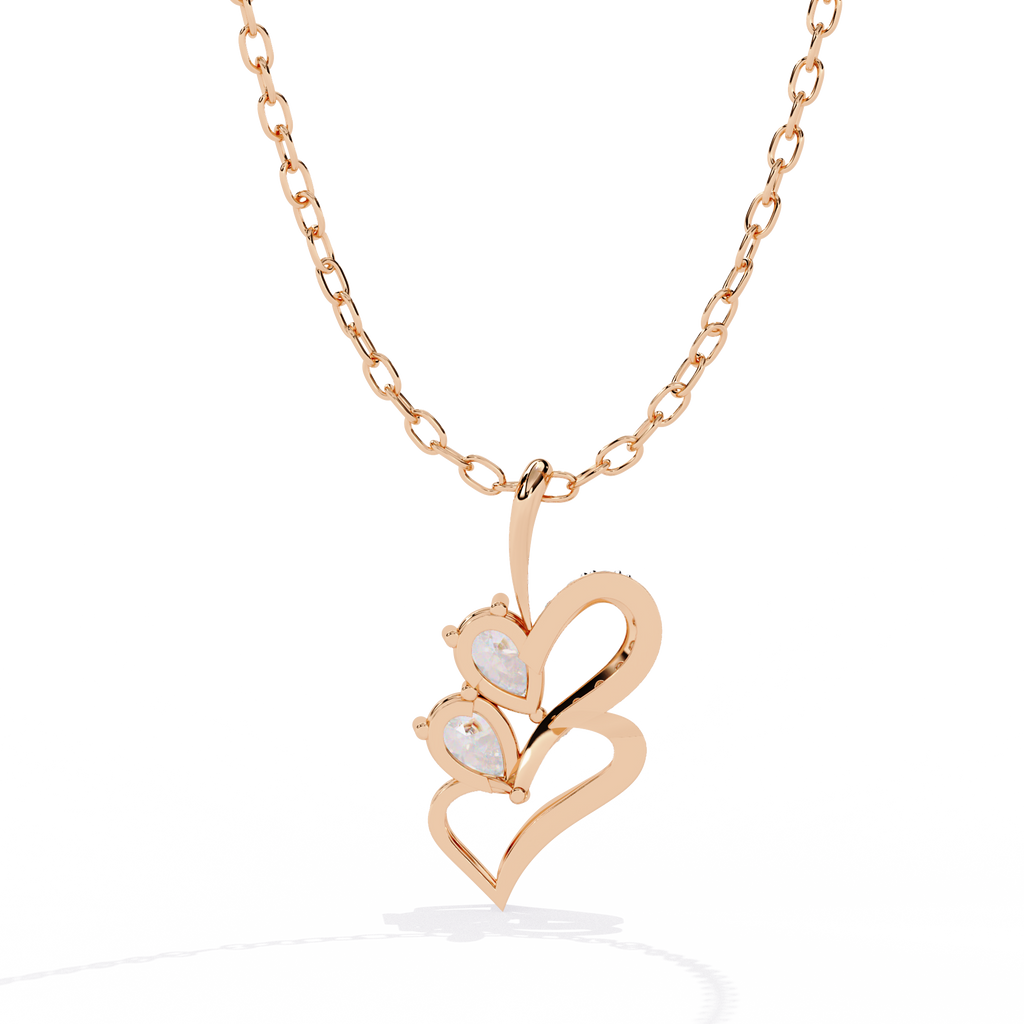 Twin Heart Pear Cut Lab Grown Diamond Pendant – Pear Cut + Round Cut Diamonds
