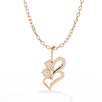 Twin Heart Pear Cut Lab Grown Diamond Pendant – Pear Cut + Round Cut Diamonds