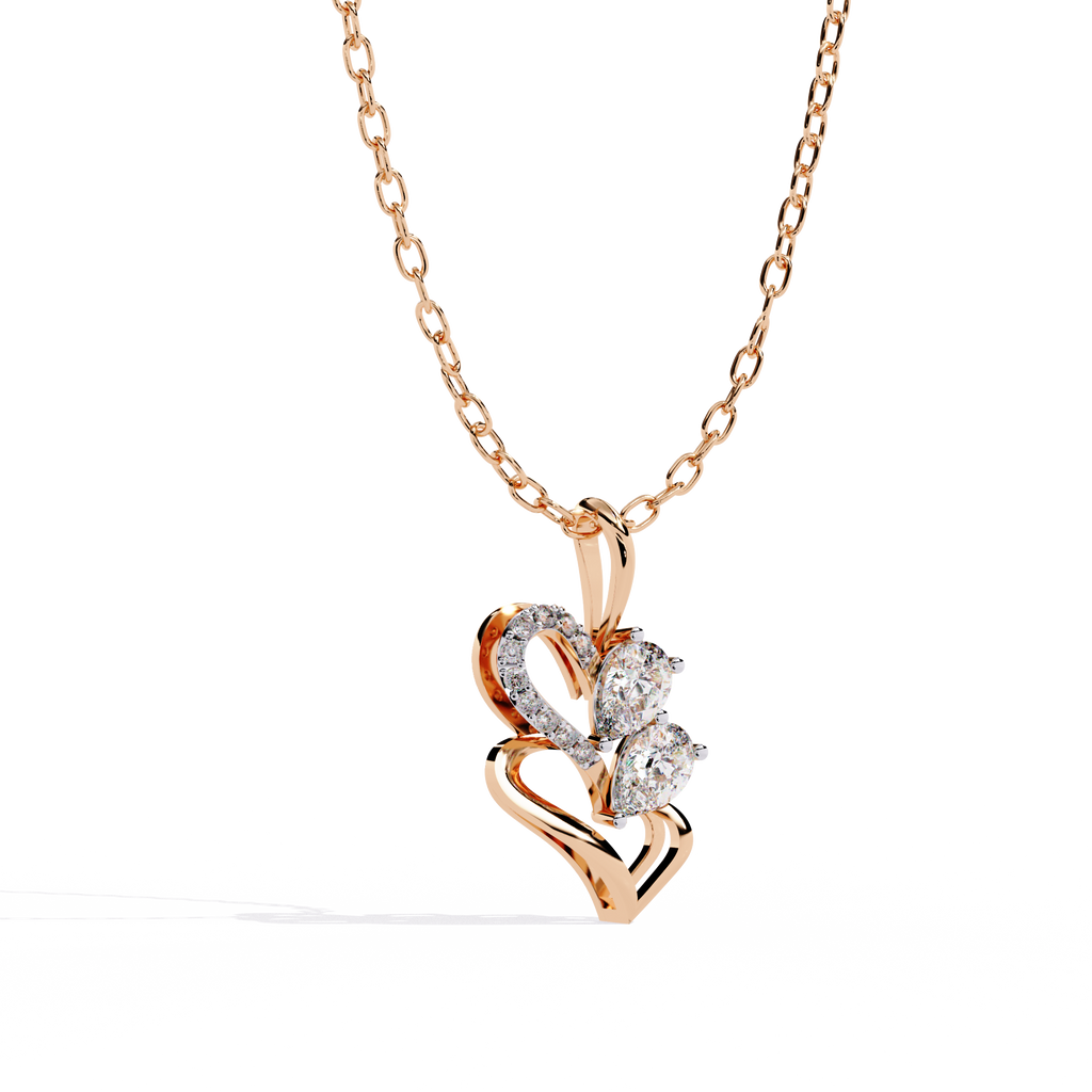 Twin Heart Pear Cut Lab Grown Diamond Pendant – Pear Cut + Round Cut Diamonds
