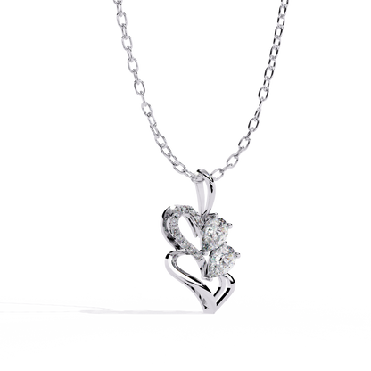 Twin Heart Pear Cut Lab Grown Diamond Pendant – Pear Cut + Round Cut Diamonds