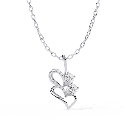 Twin Heart Pear Cut Lab Grown Diamond Pendant – Pear Cut + Round Cut Diamonds