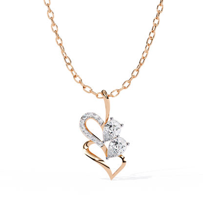 Twin Heart Pear Cut Lab Grown Diamond Pendant – Pear Cut + Round Cut Diamonds