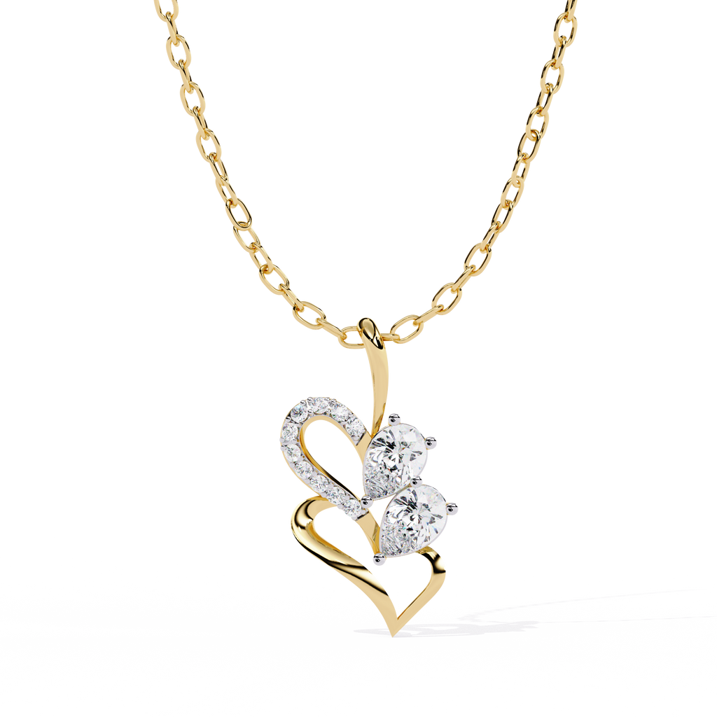Twin Heart Pear Cut Lab Grown Diamond Pendant – Pear Cut + Round Cut Diamonds