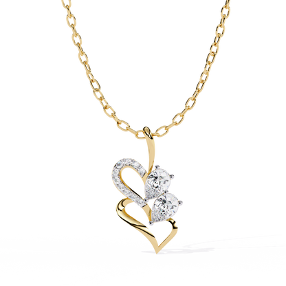 Twin Heart Pear Cut Lab Grown Diamond Pendant – Pear Cut + Round Cut Diamonds