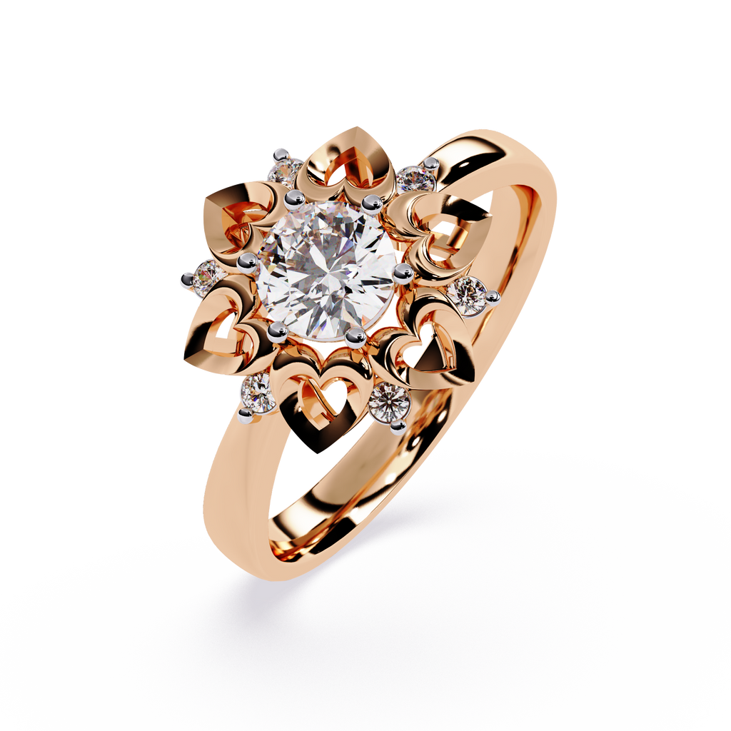 0.28 carat round lab grown diamond ring with minimal gold band.

