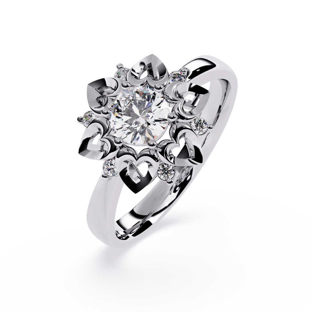 0.28 carat round lab grown diamond ring with minimal gold band.

