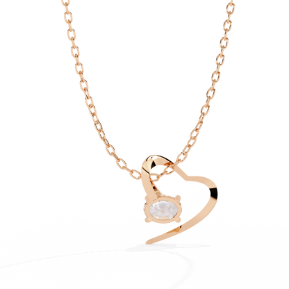 Oval Solitaire Lab Grown Diamond Heart Pendant – Oval Cut Diamond in Yellow Gold