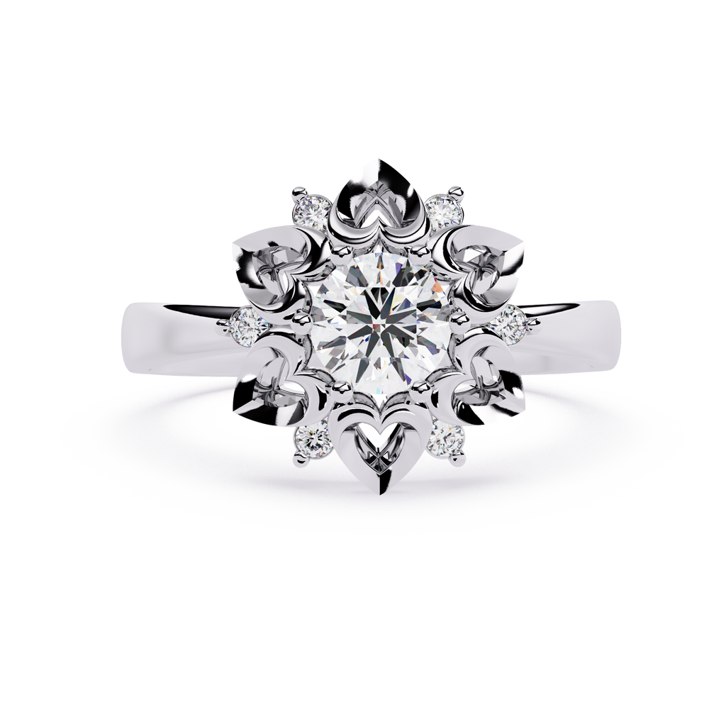 0.28 carat round lab grown diamond ring with minimal gold band.

