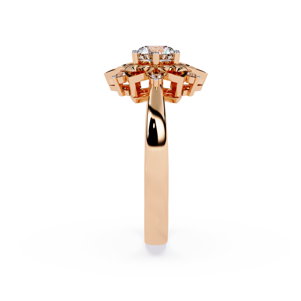 0.28 carat round lab grown diamond ring with minimal gold band.

