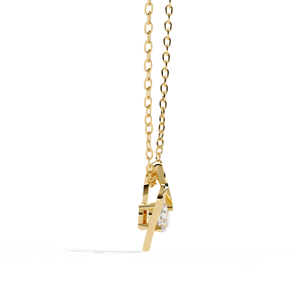 Oval Solitaire Lab Grown Diamond Heart Pendant – Oval Cut Diamond in Yellow Gold