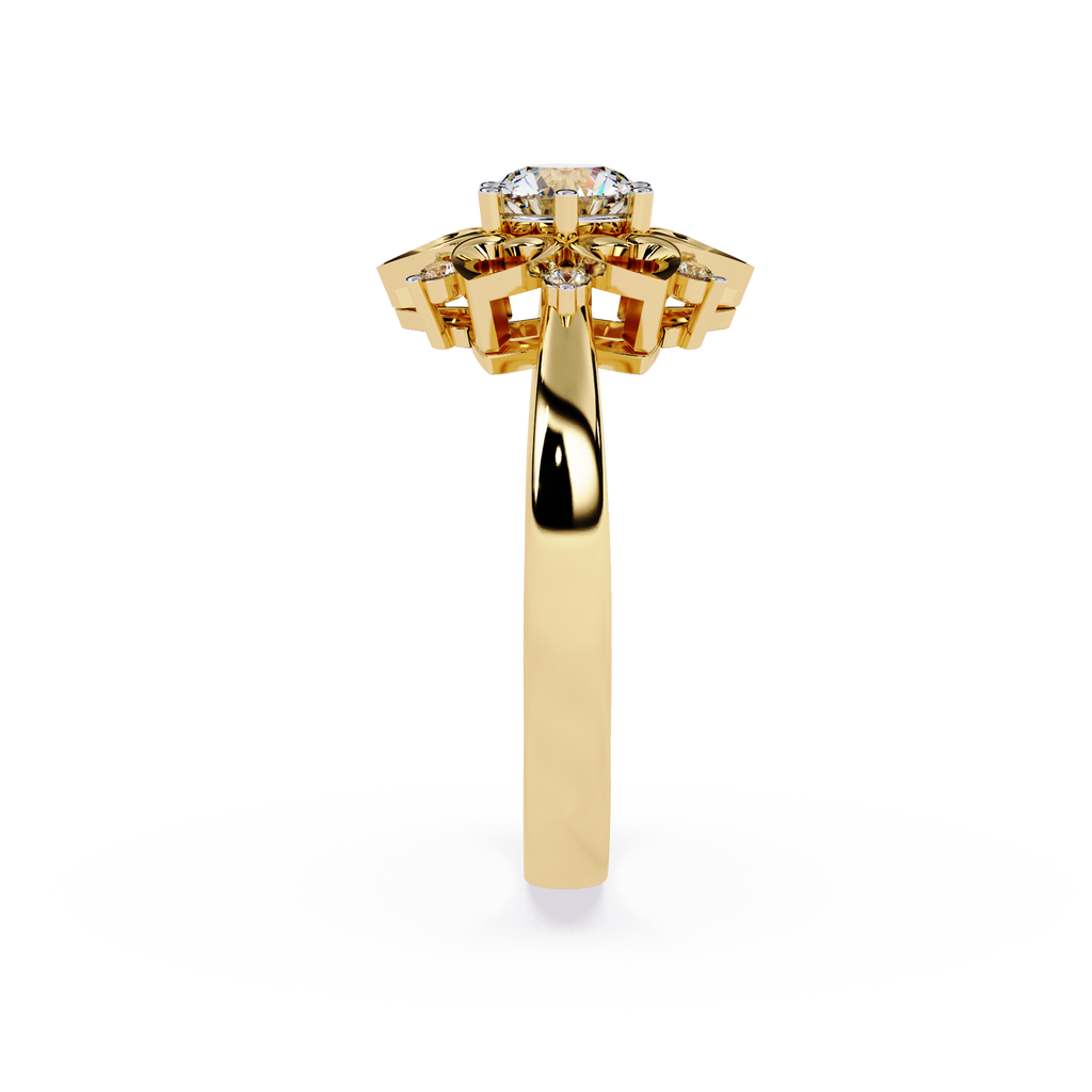 0.28 carat round lab grown diamond ring with minimal gold band.

