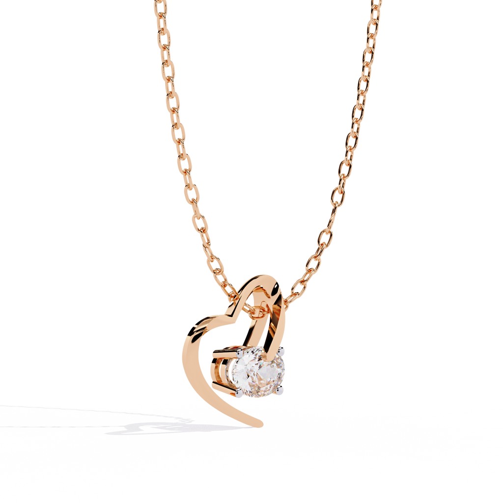 Oval Solitaire Lab Grown Diamond Heart Pendant – Oval Cut Diamond in Yellow Gold