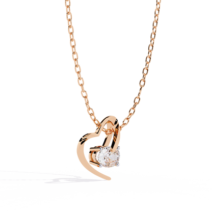 Oval Solitaire Lab Grown Diamond Heart Pendant – Oval Cut Diamond in Yellow Gold