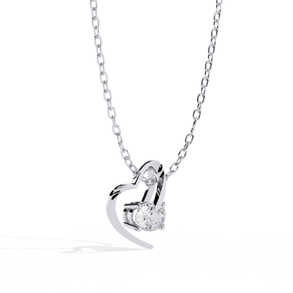 Oval Solitaire Lab Grown Diamond Heart Pendant – Oval Cut Diamond in Yellow Gold
