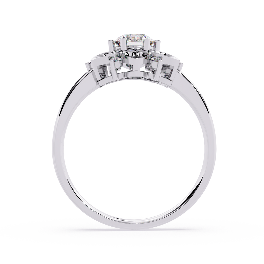 0.28 carat round lab grown diamond ring with minimal gold band.

