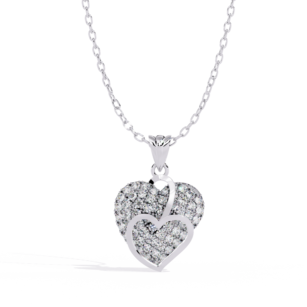 Lab Grown Diamond Heart Pendant – Round Cut Diamonds in Gold