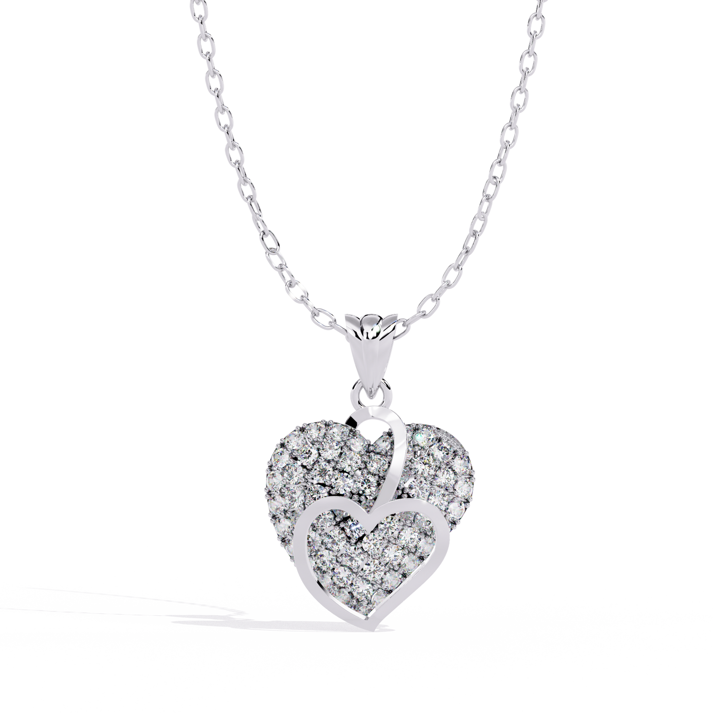 Lab Grown Diamond Heart Pendant – Round Cut Diamonds in Gold