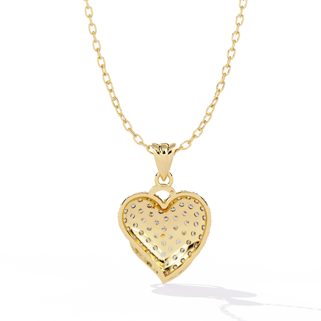 Lab Grown Diamond Heart Pendant – Round Cut Diamonds in Gold