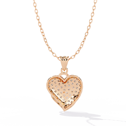 Lab Grown Diamond Heart Pendant – Round Cut Diamonds in Gold