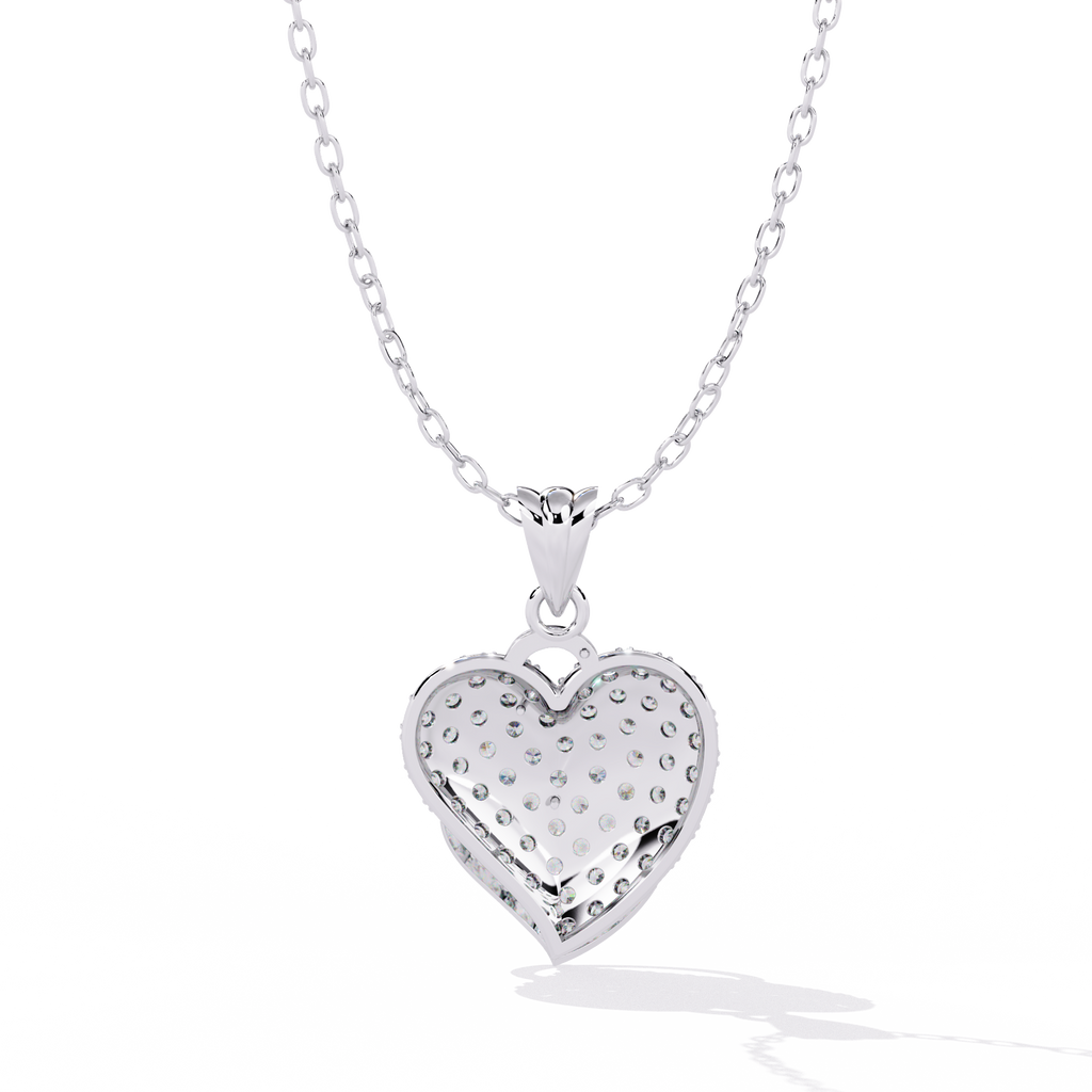 Lab Grown Diamond Heart Pendant – Round Cut Diamonds in Gold