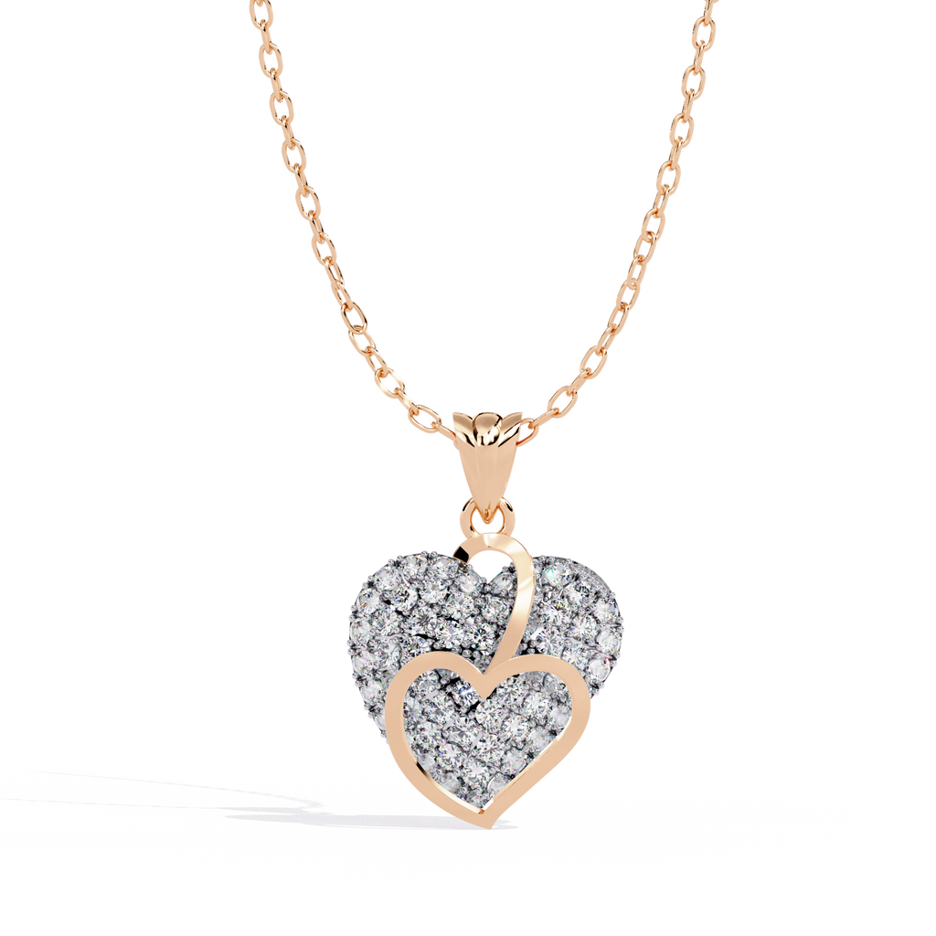 Lab Grown Diamond Heart Pendant – Round Cut Diamonds in Gold