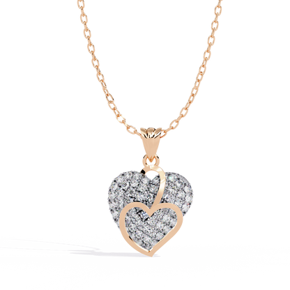 Lab Grown Diamond Heart Pendant – Round Cut Diamonds in Gold