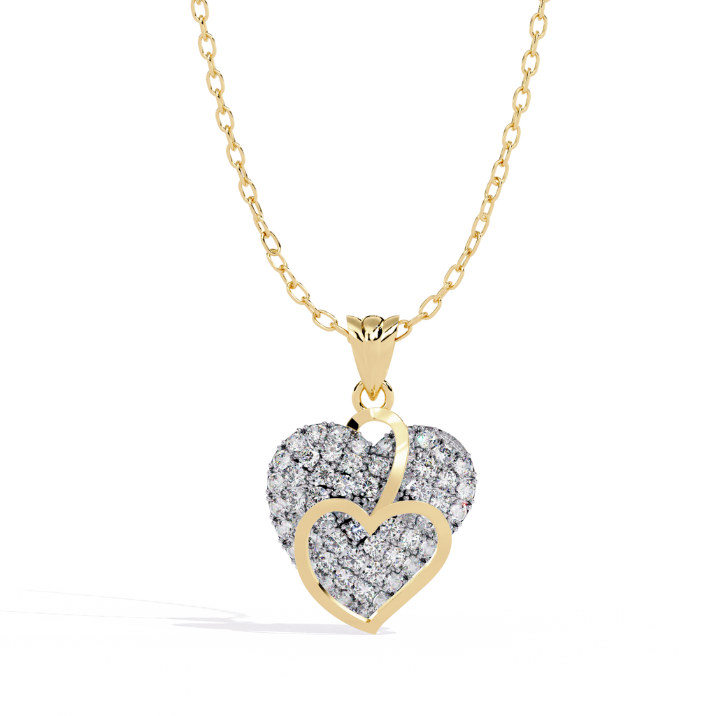 Lab Grown Diamond Heart Pendant – Round Cut Diamonds in Gold