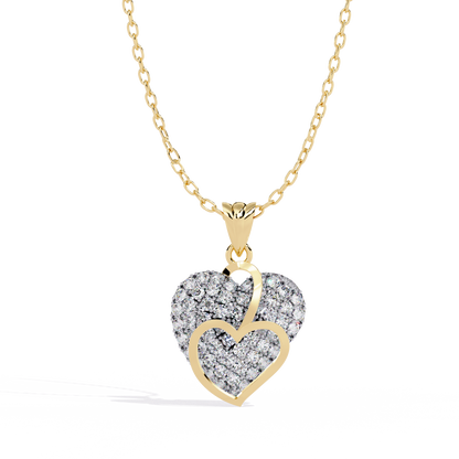 Lab Grown Diamond Heart Pendant – Round Cut Diamonds in Gold