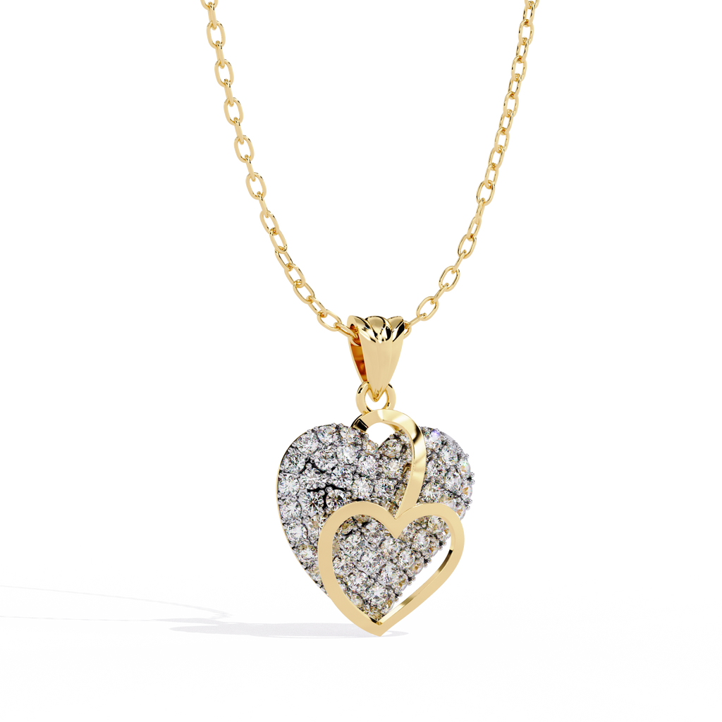 Lab Grown Diamond Heart Pendant – Round Cut Diamonds in Gold