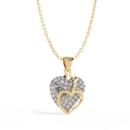 Lab Grown Diamond Heart Pendant – Round Cut Diamonds in Gold