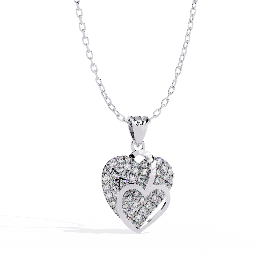 Lab Grown Diamond Heart Pendant – Round Cut Diamonds in Gold