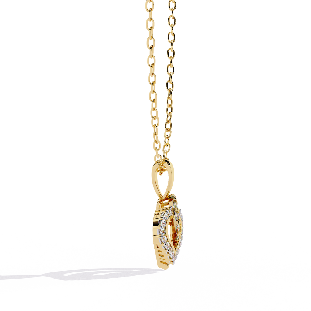 Double Heart Design Lab Grown Diamond Pendant – Round Cut Diamonds in Gold