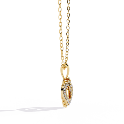 Double Heart Design Lab Grown Diamond Pendant – Round Cut Diamonds in Gold